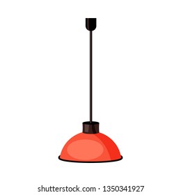 Retro ceiling lamp. Red lampshade, pendant, chandelier. Vector illustration can be used for topics like interior, light, home decor, retro