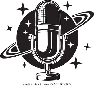 a retro celestial podcast logo