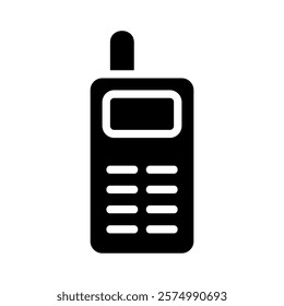 Retro Cell Phone Icon, Old Mobile Phone. Concept of Outdated Technology and Communication.