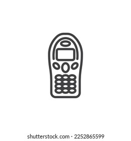 Retro cellphone line icon. linear style sign for mobile concept and web design. Old mobile phone outline vector icon. Symbol, logo illustration. Vector graphics