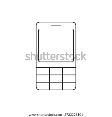 Retro cellular phone with physical buttons outline vector