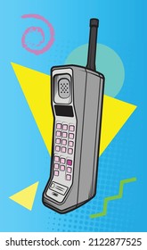 Ilustración de vectores de teléfono celular retro