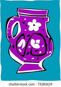 Retro Ceramic Floral Coffee Mug Vector Illustration