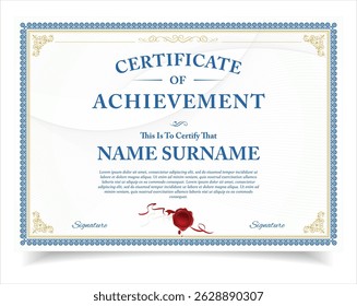 Retro Certificate Template Vector Design Layout for Print, Elegant Blank Certificate for Diploma, Graduation stock illustration 