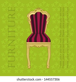 Retro  chair on the green background