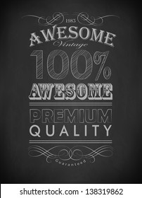 Retro Chalk awesome, premium quality typography, calligraphic design elements, page decoration and labels of drawing with chalk on blackboard