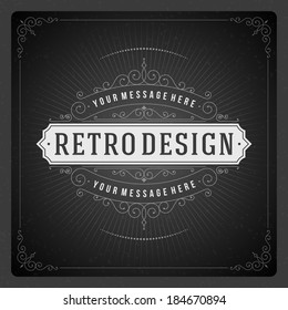 Retro chalkboard typographic design elements. Template for design invitations, posters and other design. Flourish and calligraphic. 