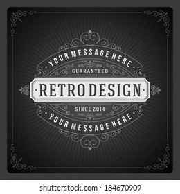 Retro chalkboard typographic design elements. Template for design invitations, posters and other design.