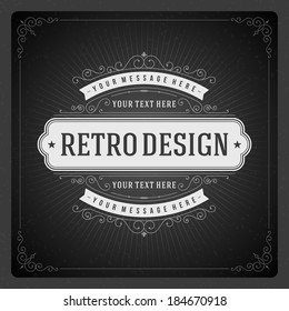 Retro chalkboard typographic design elements. Template for design invitations, posters and other design.