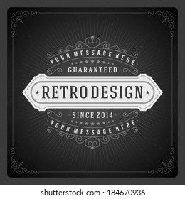 Retro chalkboard typographic design elements. Template for design invitations, posters and other design. 