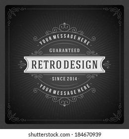 Retro chalkboard typographic design elements. Template for design invitations, posters and other design.