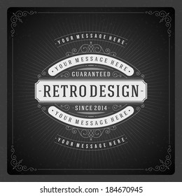 Retro chalkboard typographic design elements. Template for design invitations, posters and other design. 