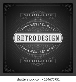 Retro chalkboard typographic design elements. Template for design invitations, posters and other design. 