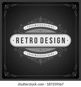Retro chalkboard typographic design elements. Template for design invitations, posters and other design. 