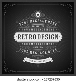 Retro chalkboard typographic design elements. Template for design invitations, posters and other design. 