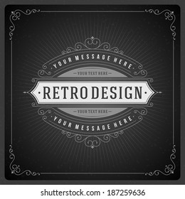 Retro chalkboard typographic design elements. Template for design invitations, posters and other design. 