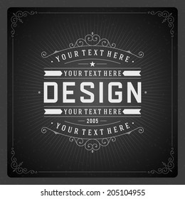 Retro chalkboard typographic design elements. Template for design invitations, posters and other design. 