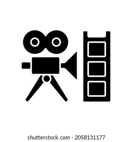 Retro channel black glyph icon. Classic programming on TV channel. Classic television sitcoms and drama series. Soap operas. Silhouette symbol on white space. Vector isolated illustration