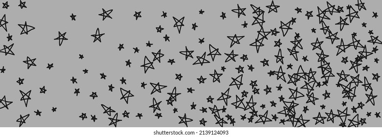 Retro Chaotic Black Gray Kids Bright Grey Handdrawn Illustration. Kids Graphic Childish Stars Monochrome Sky Handdrawn Stars. Night Simple Bright Art Naive Dark Grey Stars Wallpaper.