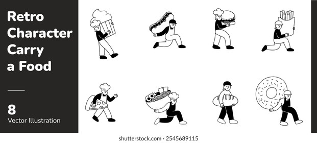 Retro Character Carry a Food