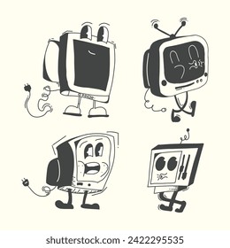 DISEÑO DE VECTOR DE GRUPOS DE CARACTERES DE RETRO