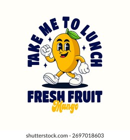 Retro character Mango Vector illustration hand drawn