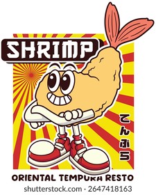 Retro Character Mascot of Japanese Tempura 