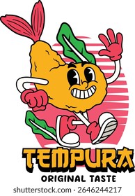 Retro Character Mascot Style of Japanese Food Tempura