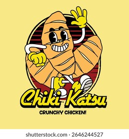 Retro Character Mascot Style of Japanese Chicken Katsu