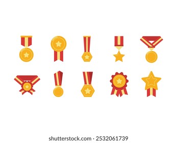 Conjunto de Elementos de Medalha de Caractere Retroativo