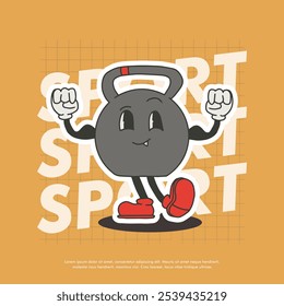 retro character sport sticker vector