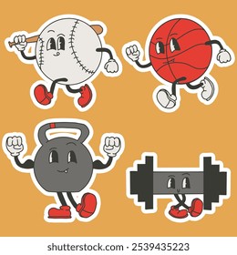 retro character sport sticker vector