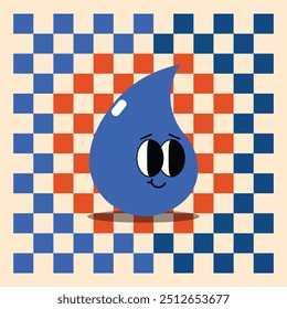 Diseño de Vector de fuego de agua de carácter retro