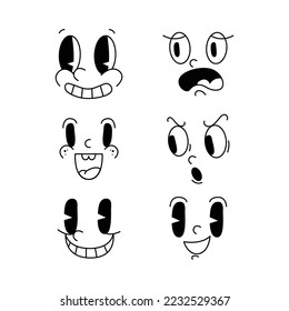 Retro characters funny face design vector