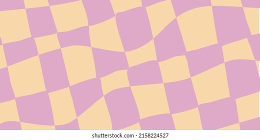 Retro checkerboard background for print design. Geometric background. Psychedelic retro checkerboard. Abstract vector pattern. Psychedelic wallpaper. Optical pattern. Abstract texture