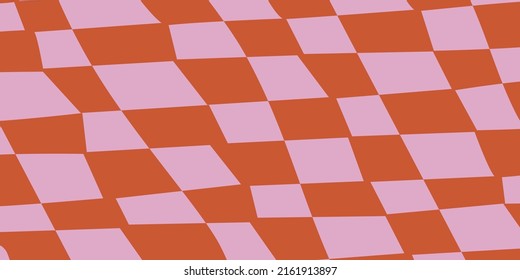 Retro checkerboard background for print design. Geometric background. Psychedelic retro checkerboard. Abstract vector pattern. Psychedelic wallpaper. Optical pattern. Abstract texture.