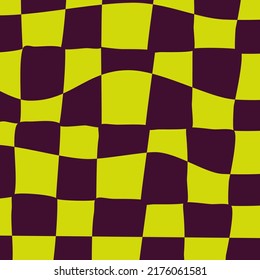 Fondo de tablero de ajedrez retro para el diseño de impresión. Fondo geométrico. Psicodélico tablero de ajedrez retro. Patrón vector abstracto. Papel pintado psicodélico. Patrón óptico. Textura abstracta.