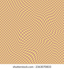 El tablero de ajedrez retro presenta tonos pastel. Un patrón de ajedrez groovic y psicodélico inspirado en los años 60 y 70. Perfecto para plantillas de impresión, textiles o como papel tapiz vectorial.