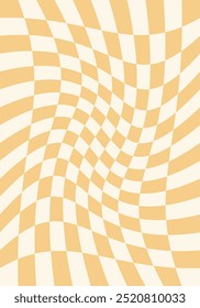 Retro checkered background with distorted squares