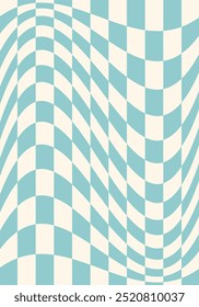 Retro checkered background with distorted squares