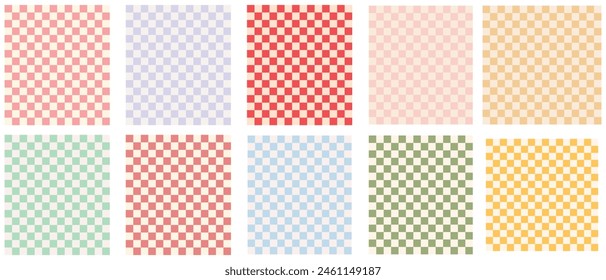 Retro checkered colorful set backgrounds. Abstract vector seamless pattern. Retro checkerboard in style 60s, 70s. Pink and red colors. vector illusration. eps 10