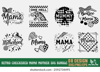 Retro Checkered Mama Mother T-shirt Design | Vintage Mom typography t shirt design
