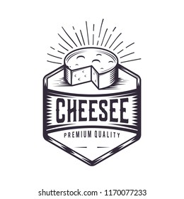 Retro Cheese joint. Vintage fast food illustration. Logo design. 