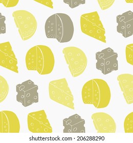 Retro cheese seamless pattern. Vector illustration.