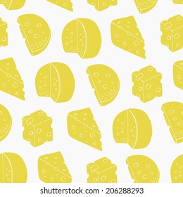 Retro cheese seamless pattern. Vector illustration.