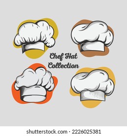 Retro chef hat. vintage chefs toque set vector illustration, hand drawn Monochrome style cook or kitchener hats