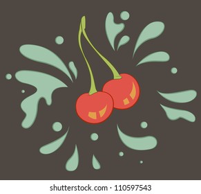 Retro cherry chocolate splash striped label