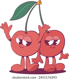 Retro cherry groovy mascot character