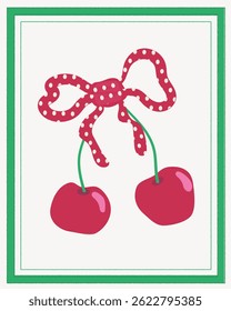 Retro Cherry Print Design Vector