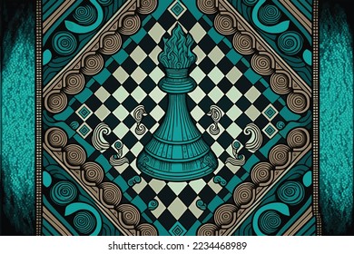 Retro Chess Swirl Symmetric Pattern Background in Vector